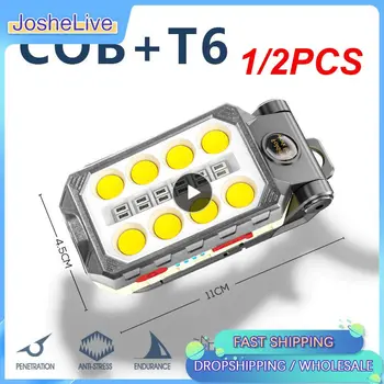 1/2PCS Polnilna COB Delo Svetlobe, Prenosna LED Svetilka Nastavljiv Nepremočljiva Taborjenje Luč Magnet Design z Močjo