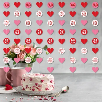 1Set Srca Krog Oblikovan Garland Ljubezen Viseče Niz Zavese DIY Poroka, valentinovo, Rojstni dan Soba Okrasite Dobave