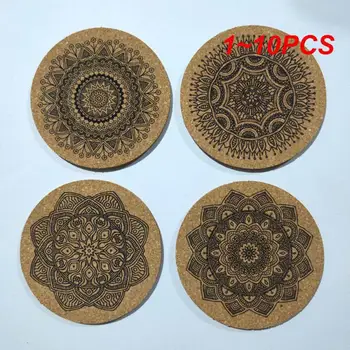 1~10PCS Ustvarjalne Nordijska Mandala Design, Okrogle Oblike Lesenih Coasters z Rack Nordijska Mandala Krog Plute Železnica Pokal Mat
