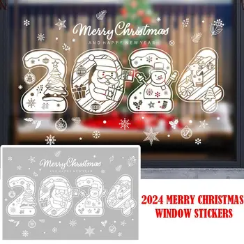 2024 Vesel Božič Okno Nalepke Vesel Božič Santa Claus Snežaka Elk Xmas Tree Nalepke, Božični Okraski Za Dom