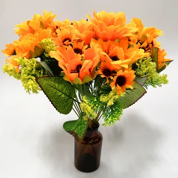 22Head Umetni cvetovi sončnic sonce cvet ponaredek umetno cvetje šopek poročni umetno cvetje doma hotel urad dekor