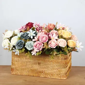 27 cm Umetno Cvetje Tea Rose Doma, Poroka, Valentinovo Dekoracijo Ročno Kreativni Butik Ponaredek Cvetje