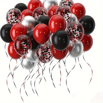 32pcs balon nastavite z rdečo in črno baloni, pisane konfeti baloni, poroka, Valentinovo, rojstni dan, na zabavo balon