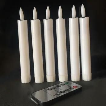 3D Stenj Brezplamensko Svečnikov Utripanja Led Sveča w Candle/Remote&časovna funkcija za 7,5 Palca Slonovine Baterija Upravlja Okno Svečo
