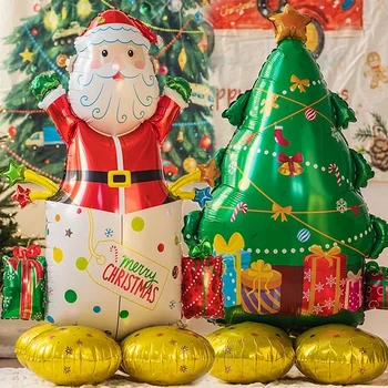 3D Velik Božič Stoji Balon Santa Claus Snjegović Božič Drevo Napihljivi Folija Baloni Božič Navidad Stranka Domov Odlikovanja