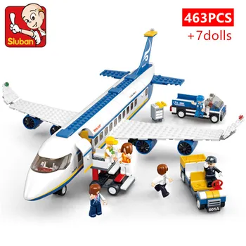463Pcs Mesto Letališče Letala Airbus Letalo Letalo Brinquedos Avion Model Stavbe, Bloki, Opeke Izobraževalne Igrače za Otroke