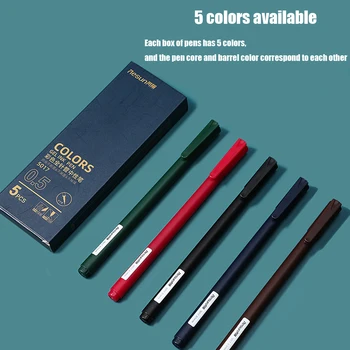 5 Kos Prijavite Pero Gel Peresa 0,5 mm Ponovno Nemoteno Črnila za Pisanje Trajne Podpis Pero 5 Barve, Vintage Barve Macarons Pisala, Darilni Set