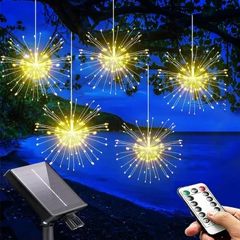 5 V 1 Solar Starburst Ognjemet Luči z Oddaljeno 600 LED Sončne Bakrene Žice za Obešanje Starburst Pravljice Luči za Vrt, Drevesa Dekor