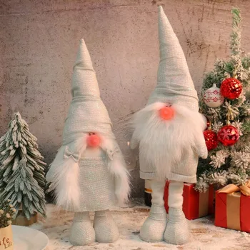 50 cm Božični Škrat Novo Leto z Glasbo Razširljive Elf Gnome z Led Luči Pisanih Brezosebna Lutka, Božični Okraski