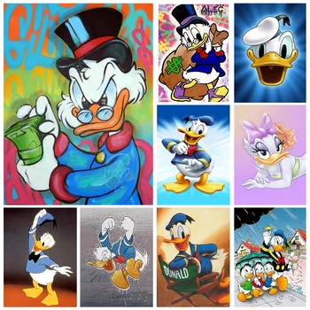 5D DIY Diamond Vezenje Strip Disney Donald Duck Daisy Diamond Slikarstvo Navzkrižno Šiv Kit Doma Dekor Diamant, Mozaik, Art,
