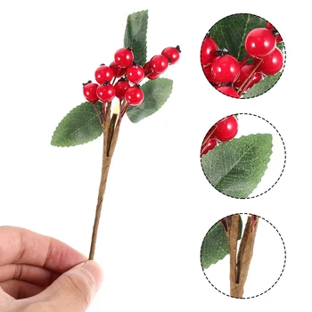 5Pcs Umetno Božično Berry Izbirčen Ponaredek Berry, Steblo, Veje Božič Obrti Dobave