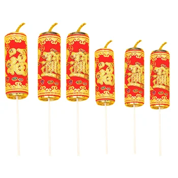 6Pcs Kitajsko Novo Leto 3D Rdeče Cupcake Toppers Izbirčen Torto Stranka materiala za 2021 Pomladni Festival New Years Eve Stranka Dekor