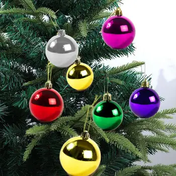 6Pcs Lepo Božično Drevo Barva Žogo Galvanizacijo Nezlomljiv Božič Barva Žogo Xmas Tree Okraski Žogo Obesek