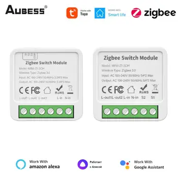 AUBESS Tuya Zigbee 3.0 Mini Smart Stikalo 1/2/3/4 Banda Support 2-način Nadzora S Pametno Življenje Alexa googlova Domača stran Yandex Alice