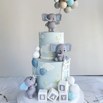 Baby Slon Torto Pokrivalo Risanka Sivo Slon Lutka Ornament Otrok Srečen Rojstni Dan Baby Tuš Cake Dekor Spolu Razkrije