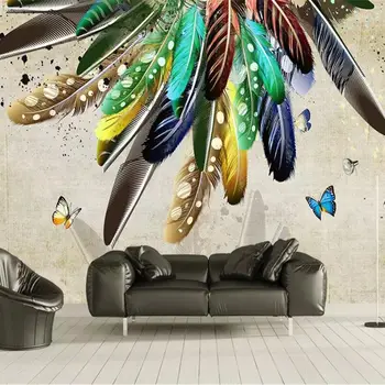 Beibehang ozadje po Meri 3D photo freske moda barva perja umetnosti retro Ameriški TV ozadju stene de papel parede ozadje