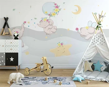 beibehang po Meri sodoben nordijski ročno poslikano zvezdnato nebo balonom živali, otroška soba, notranji slike za ozadje