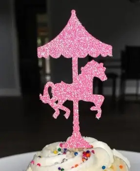 bleščice Vrtiljaka Konj otroci rojstni dan cupcake toppers krst krst stranka dekoracijo kolobarni hrane zobotrebci