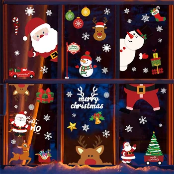 Božič Okno Nalepke Santa Claus Snežinka Nalepke Pozimi Stenske Nalepke Za Otroke Sobe Novo Leto, Božič, Okna Okraski