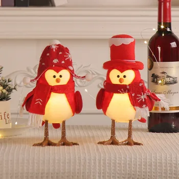 Božič Sijoča Ptica Pletene Plišastih Šal, Kapo LED Vesel Božič Doll Desktop Domov Svetlobe Stranka Dobave Dekoracijo Xmas Darila