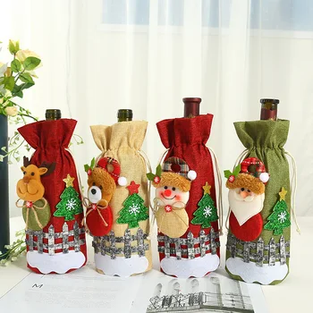 Božični Party Supplies Božični Okraski 2022 Santa Claus snežaka Vino Vrečke Božič Dekorativne Nalepke Steklenico Vina Določa
