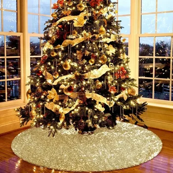 Božično Drevo Krila Sparkly Drevo Krilo Srebro Tkanine, Preproge Krog Zlato Bleščica Božično Drevo Preproge, Okraski Za Božična Drevesa