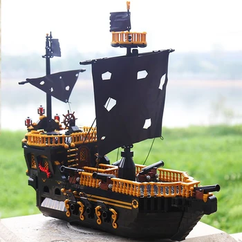 Crative Strokovnjak Galeb Black Pearl Pirati Ladje Gradniki Srednjeveški Jadrnico, Barko Model Opeke Igrače Za Otroka Darilo Za Rojstni Dan