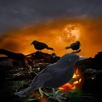 Halloween Črna Vrana Ornament Simulacije Vrana Živali Model Ptica Strašno Igrače Grozo Rekviziti Halloween Okraski Za Dom 2023