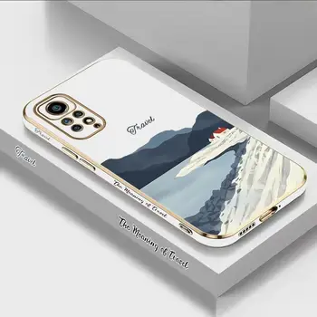 Islandija Lepoto Luksuzni Plating Primeru Telefon Za Xiaomi Redmi Opomba 11 Pro 10 Pro 10 12 11S 9 10A 10C 9C 9A 9T Pokrov