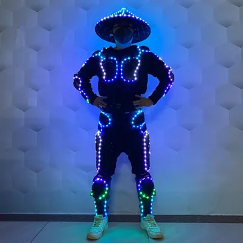 led robot kostum Walker kostum LED klobuk sijaj motocikel oklep suknjič Oblačila za Novo Leto stranka robot ples kažejo, rekviziti