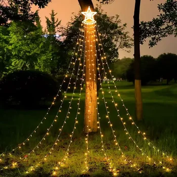 LED Sončne Božična Zvezda Slap Lučka Nakupovalna središča Poroko Nepremočljiva Dekorativni Sončne Luči na Prostem Drevo svetilke Vrt Dekor