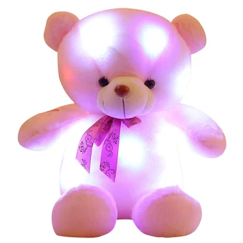 LED Žareče Medved Plišastih Igrač Svetlobni Svetlobne Polnjene Bowknot Nosi Lutko, za Otroke, za Odrasle Mehko Srčkan Udobno