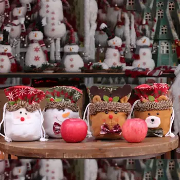 Lepe, Velike Zmogljivosti, Dobre Izdelave Božič Vrvico Za Zavezovanje Vreče Božič Santa Medved Elk Snežaka Ornament Candy Bag