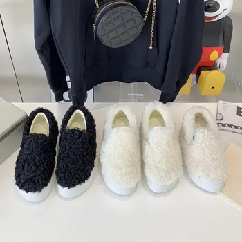 MAR*1 ovčje krzno integrirano ženske platforma čevlji povečanje jagnje volne slip-on priložnostne čevlji Avstralska blagovna znamka modnih eno čevlji