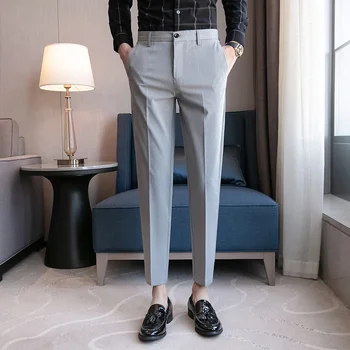 Mens Slim Obleko Hlače Spomladi Nove Poslovne Priložnostne Obleko Hlače Moški Formalno Obrabe Urad Gleženj Hlače Znamka Modnih Moških Oblačil