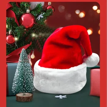 Nov Deluxe Božični Klobuk Zgosti Plišastih Božično Zabavo Klobuk Božični Okraski, Klobuk Praznično Dekoracijo