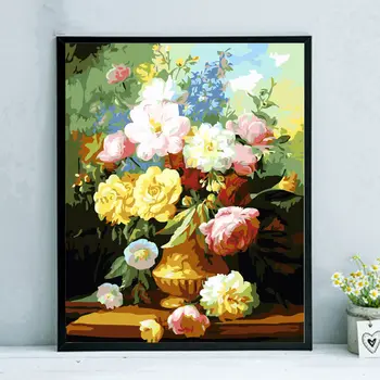 Oljna slika, ročno poslikano barvit življenjski prostor rastlin krajine cvet dekorativni olja, barve, barvanje perilla in daisy