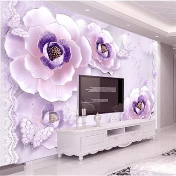 Ozadje po meri 3D reliefni romantično vijolično peony Evropski TV ozadju stene 5d steno papirjev doma dekor de papel parede zidana