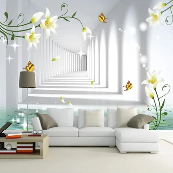 Ozadje po meri 3d zidana de papel parede sanje lily metulj ljubezni cvet TV ozadju stene dnevna soba, spalnica 3d ozadje