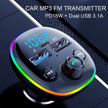 PD 18W FM Oddajnik za Brezžični Bluetooth 5.0 kompletom za Prostoročno Dvojno USB Hitro Polnilnik Radio Modulator MP3 Predvajalnik Podpira TF kartice