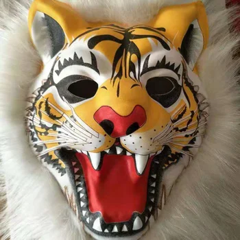 Pliš Žival Masko Tiger Masko Mehko Krzno Halloween Plastično Masko, otroška Igrača Maškarada Stranka Dejavnosti, Cosplay