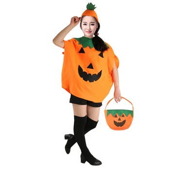 Pumpkin Halloween Cosplay Kostum Oranžna Cilinder Tote Vrečko Set