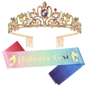 Rojstni Dan Tiaras Za Dekleta Rojstni Dan Krono Krila Happy Birthday Girl Princesa Rojstni Okraski, Darila Trajno Slog B