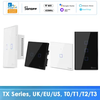 SONOFF TX Stikala T2 T3 EU/UK/NAS Različica WiFi Smart Stensko Stikalo EWelink Aplikacije za Avtomatizacijo Nadzora Delo Z Alexa Google Alice 433
