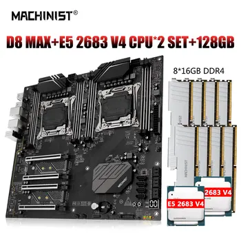 STROJNIK X99 matične plošče, Set Komplet LGA 2011-3 Xeon E5 2683 v4 Dual CPU Procesor ECC DDR4 8*16GB NVME M. 2*2 E-ATX USB3.0 D8 MAX