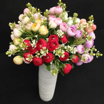 Umetno Cvetje, Rastline, Mešane Barve Camellia Alpske Cornflower Doma Vrt Krasijo