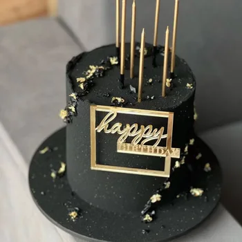 Zlato Happy Birthday Cake Toppers Strani Akril Rojstni Dan Cupcake Pokrivalo Za Baby Tuš Rojstni Dan Torta Okraski Dobave