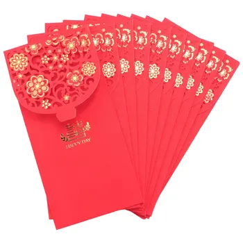 10PCS Kitajski Rdeče Ovojnice Srečo, Denar Ovojnice Poroko Rdeče paket za Novo Leto Poroke (7X3.4 V)