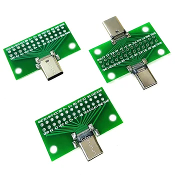 1PCS Tip-C Moški Ženski USB 3.1 Test PCB Board Adapter Tip C 24P 2.54 mm Priključek za Vtičnico Za Podatkovne Linije Žice Kabel za Prenos