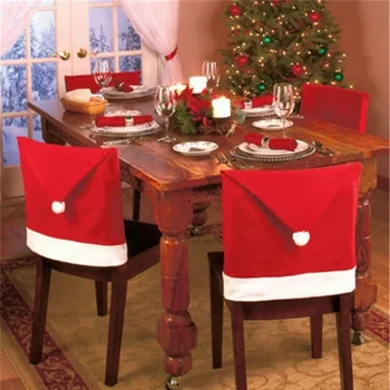 2pcs/set Santa Clause Red Hat Stol Zajema Dekorativno Božično Večerjo Tabela Stranka Domov Decoraton Krpo Kritje Stoli